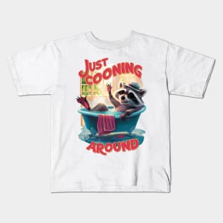 Just Cooning Playful Raccoon Splashing in Bath Kids T-Shirt